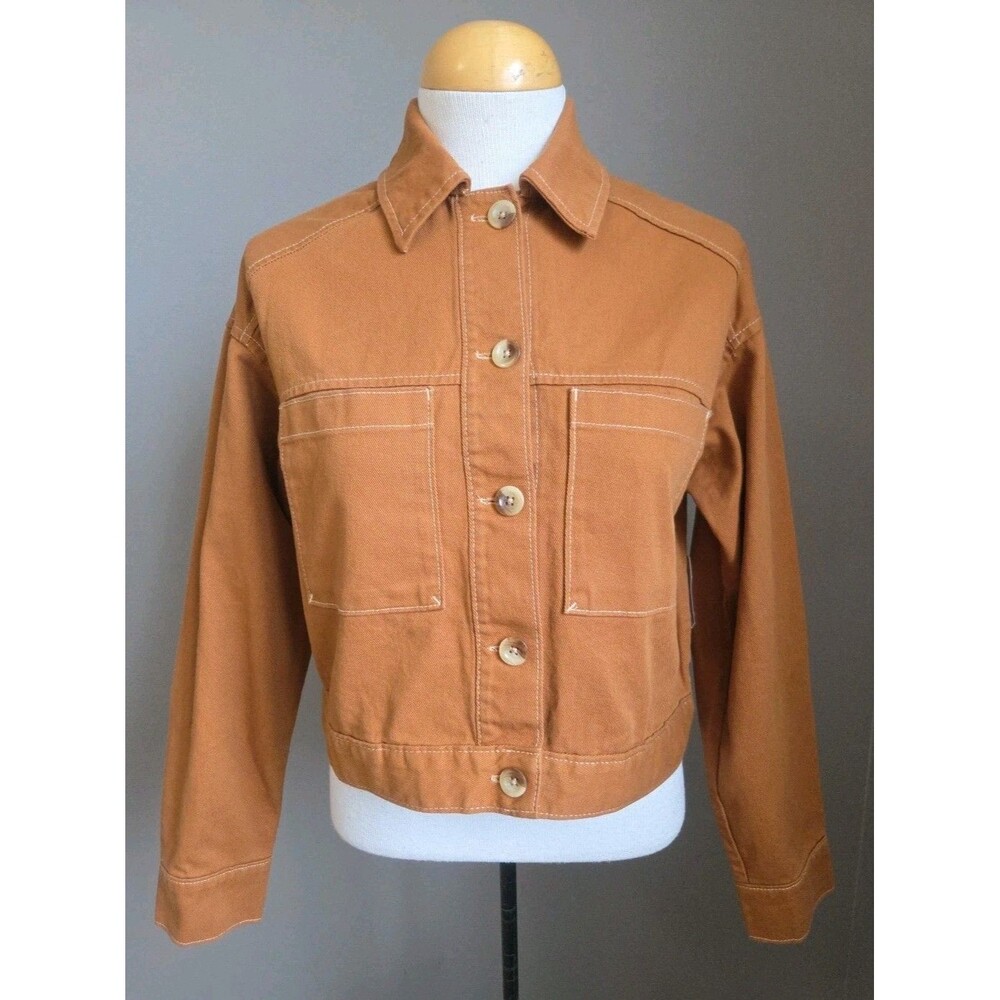 NWT Old Navy | Size XS | Crop Utility Jacket Sly Fox Brown Button Down Pockets